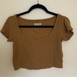 Madewell Tan Fitted Crop T-Shirt